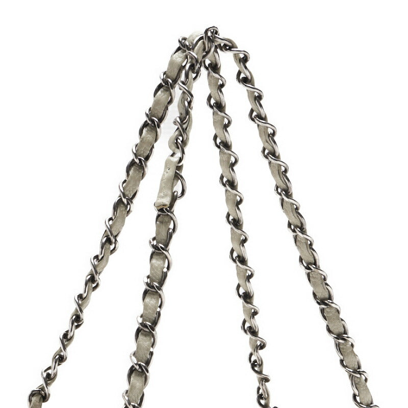 CHANEL Shoulder Bag, Coco Mark, Chain Shoulder, Caviar Skin, White, Silver-Tone Hardware, Pre-Owned - Vintage La Charme