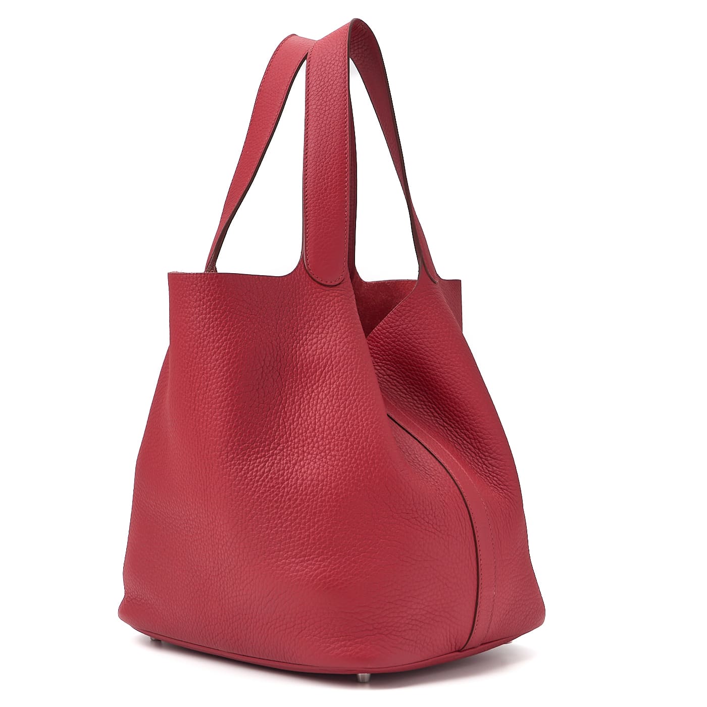 HERMES Picotan Rock GM Handbag Taurillon Clemence Rouge Casaque Silver-Tone Hardware Pre-Owned - Vintage La Charme