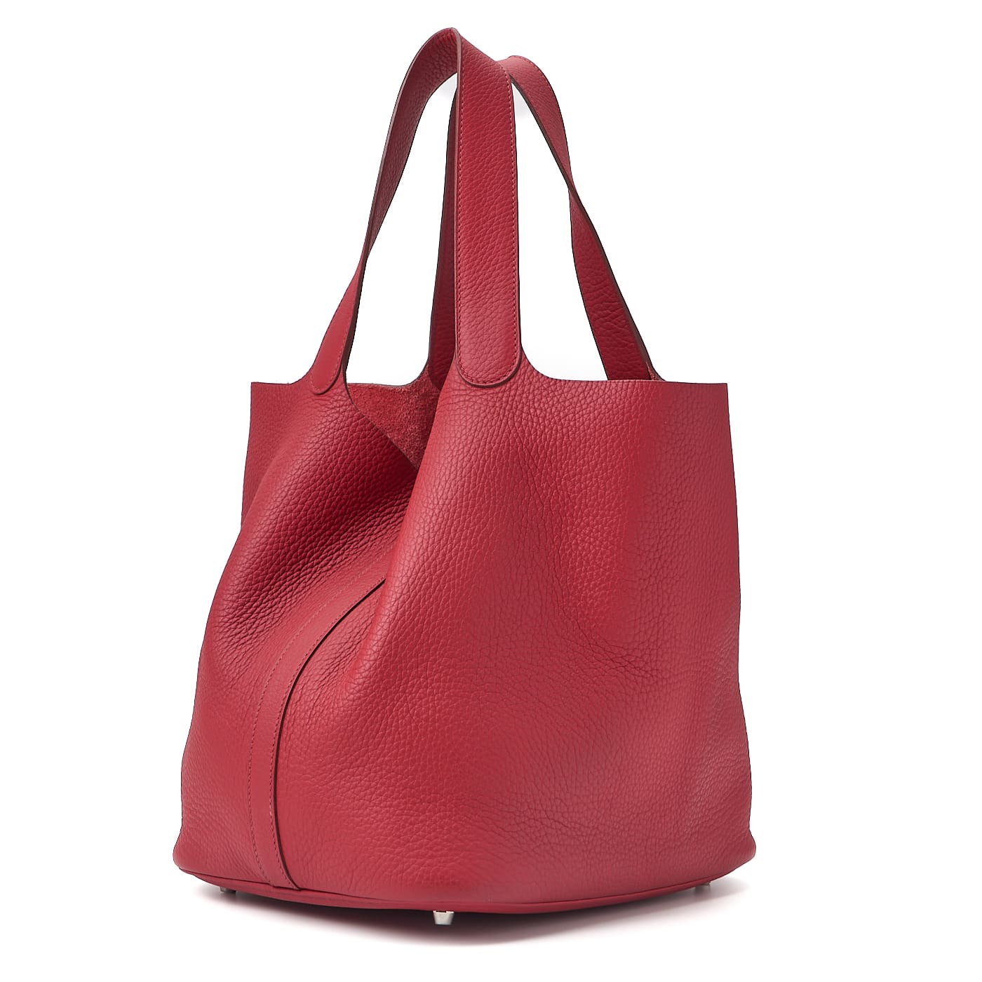 HERMES Picotan Rock GM Handbag Taurillon Clemence Rouge Casaque Silver-Tone Hardware Pre-Owned - Vintage La Charme