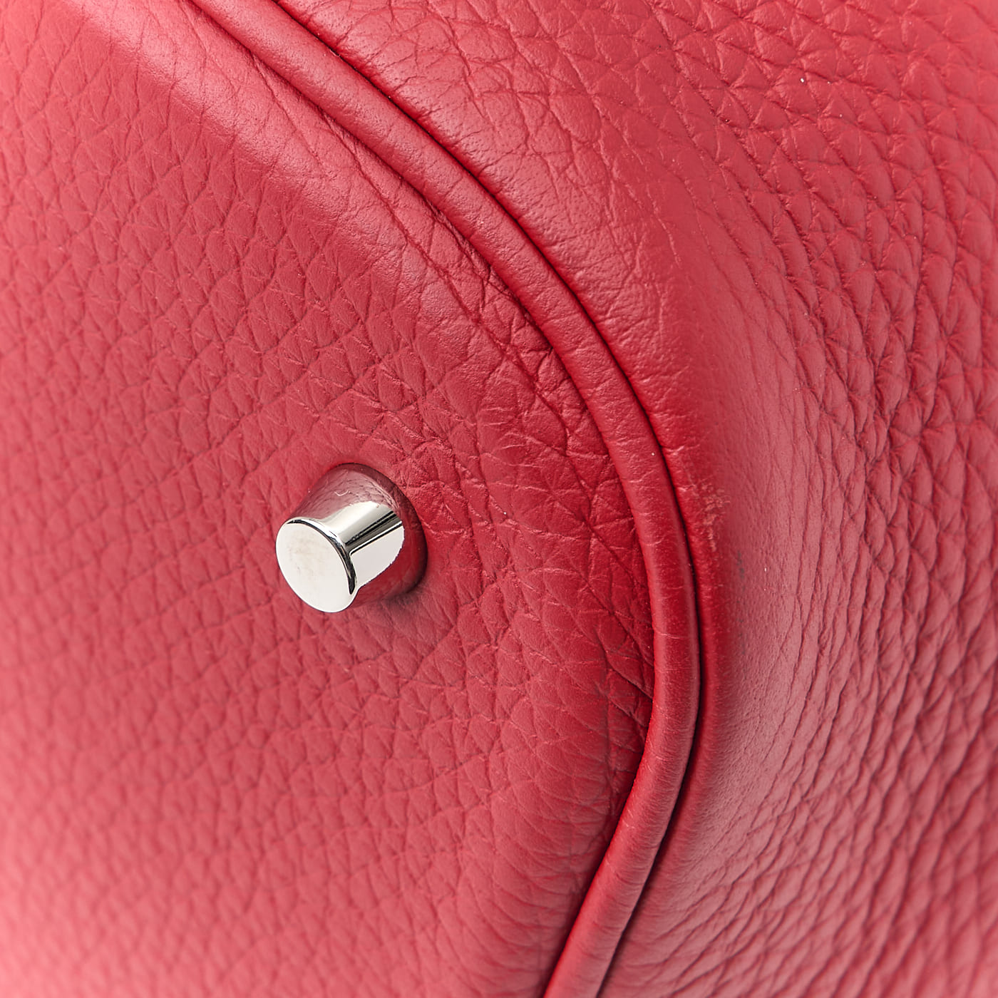 HERMES Picotan Rock GM Handbag Taurillon Clemence Rouge Casaque Silver-Tone Hardware Pre-Owned - Vintage La Charme