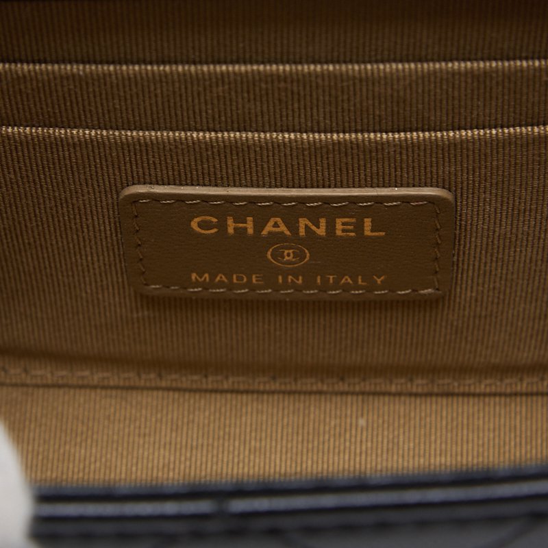 CHANEL Mini Shoulder Bag Matelasse Pearl Chain Lambskin Black Gold-Tone Hardware Pre-Owned - Vintage La Charme