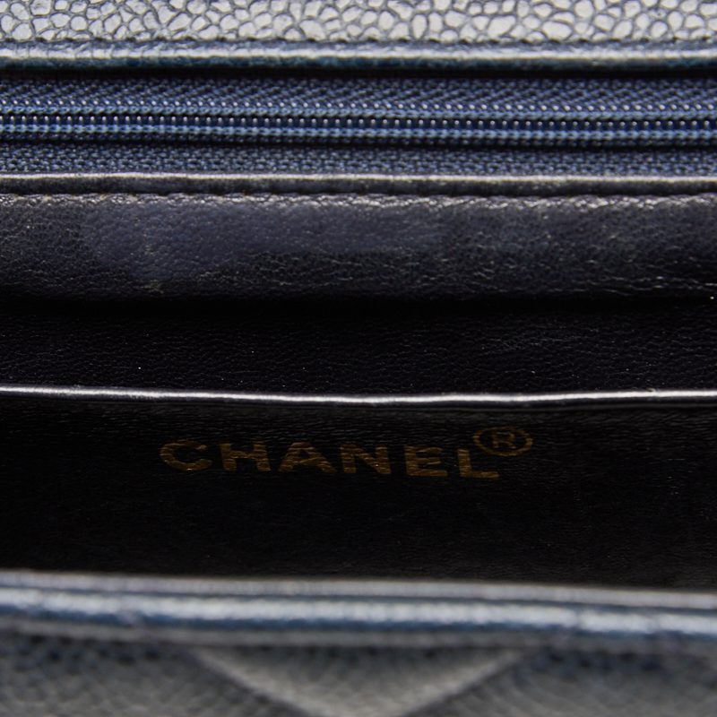CHANEL Shoulder Bag Matelasse Deca Coco Square Type Chain Shoulder Caviar Skin Navy Gold-Tone Hardware Pre-Owned - Vintage La Charme