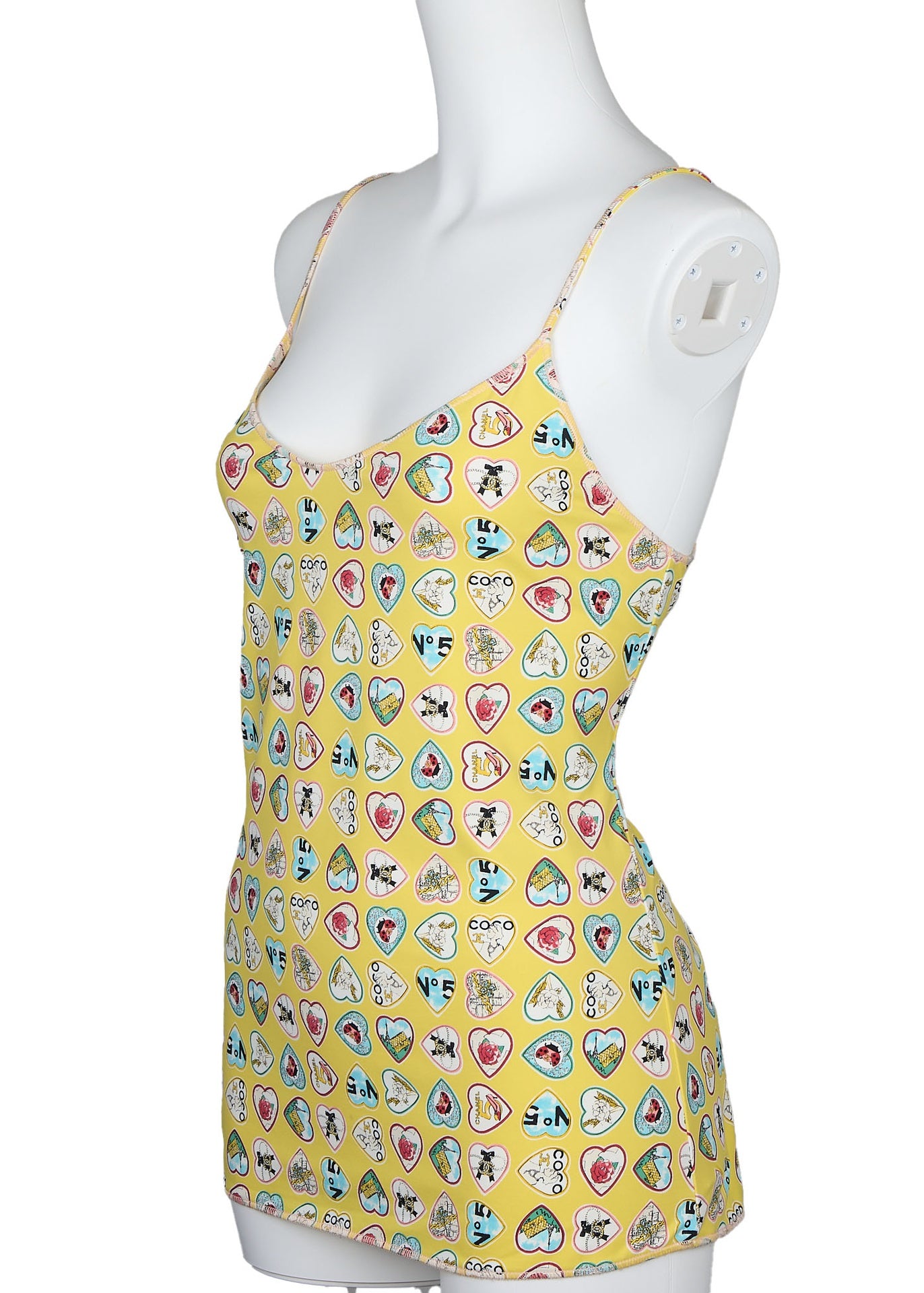 CHANEL Camisole Top, Sleeveless, Nylon Spandex Blend, Yellow, Silver-Tone Hardware, Pre-Owned - Vintage La Charme