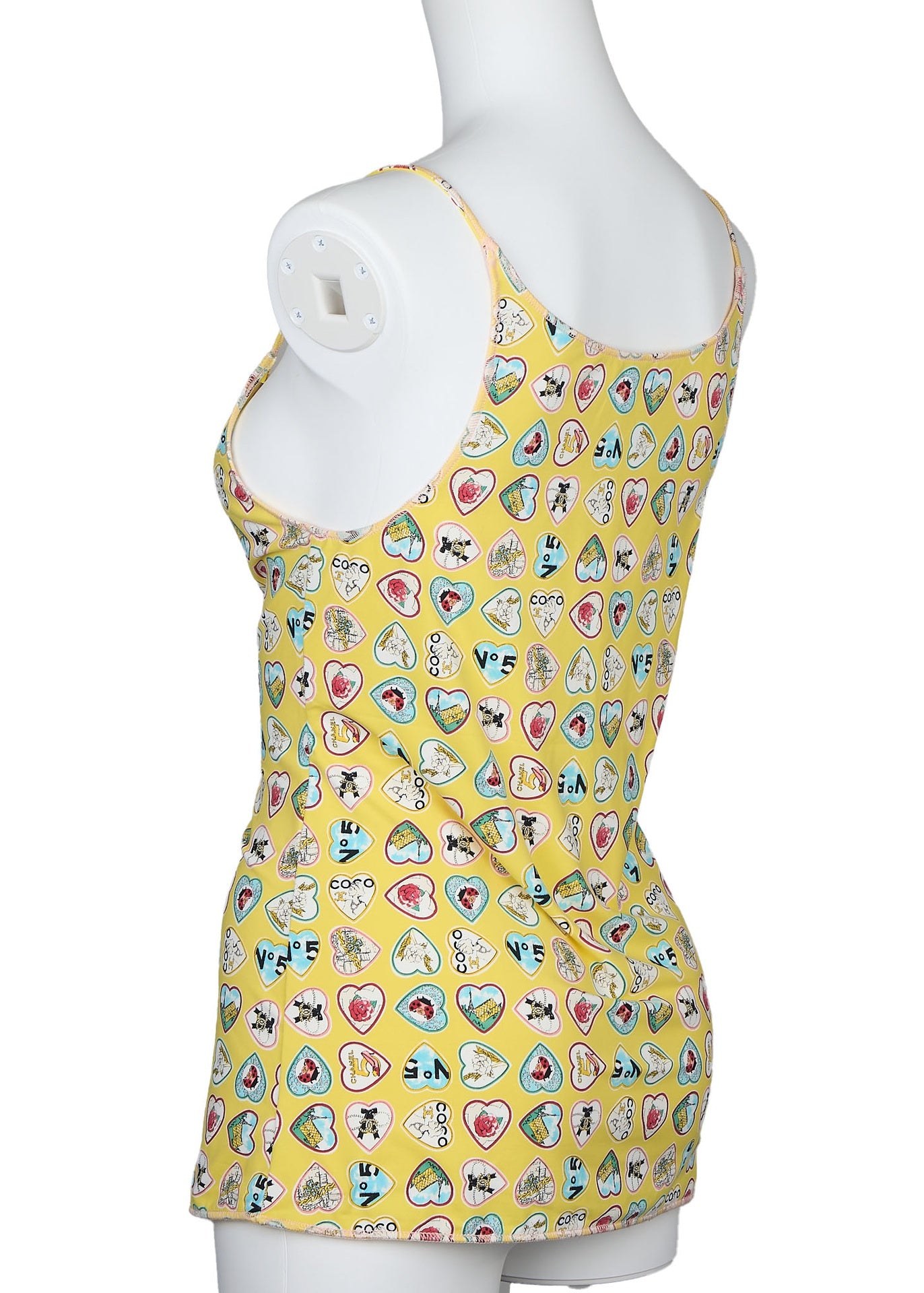 CHANEL Camisole Top, Sleeveless, Nylon Spandex Blend, Yellow, Silver-Tone Hardware, Pre-Owned - Vintage La Charme