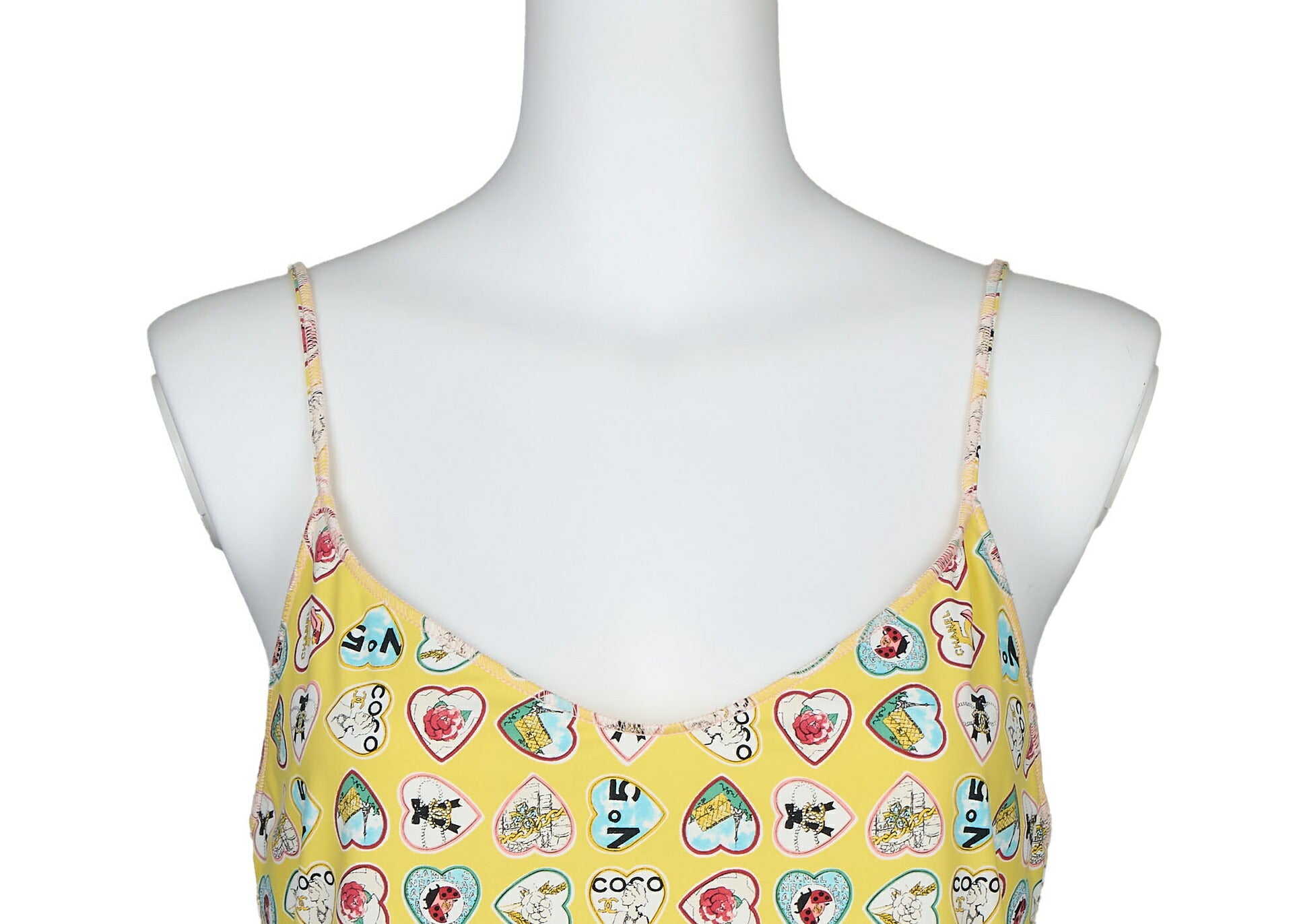 CHANEL Camisole Top, Sleeveless, Nylon Spandex Blend, Yellow, Silver-Tone Hardware, Pre-Owned - Vintage La Charme