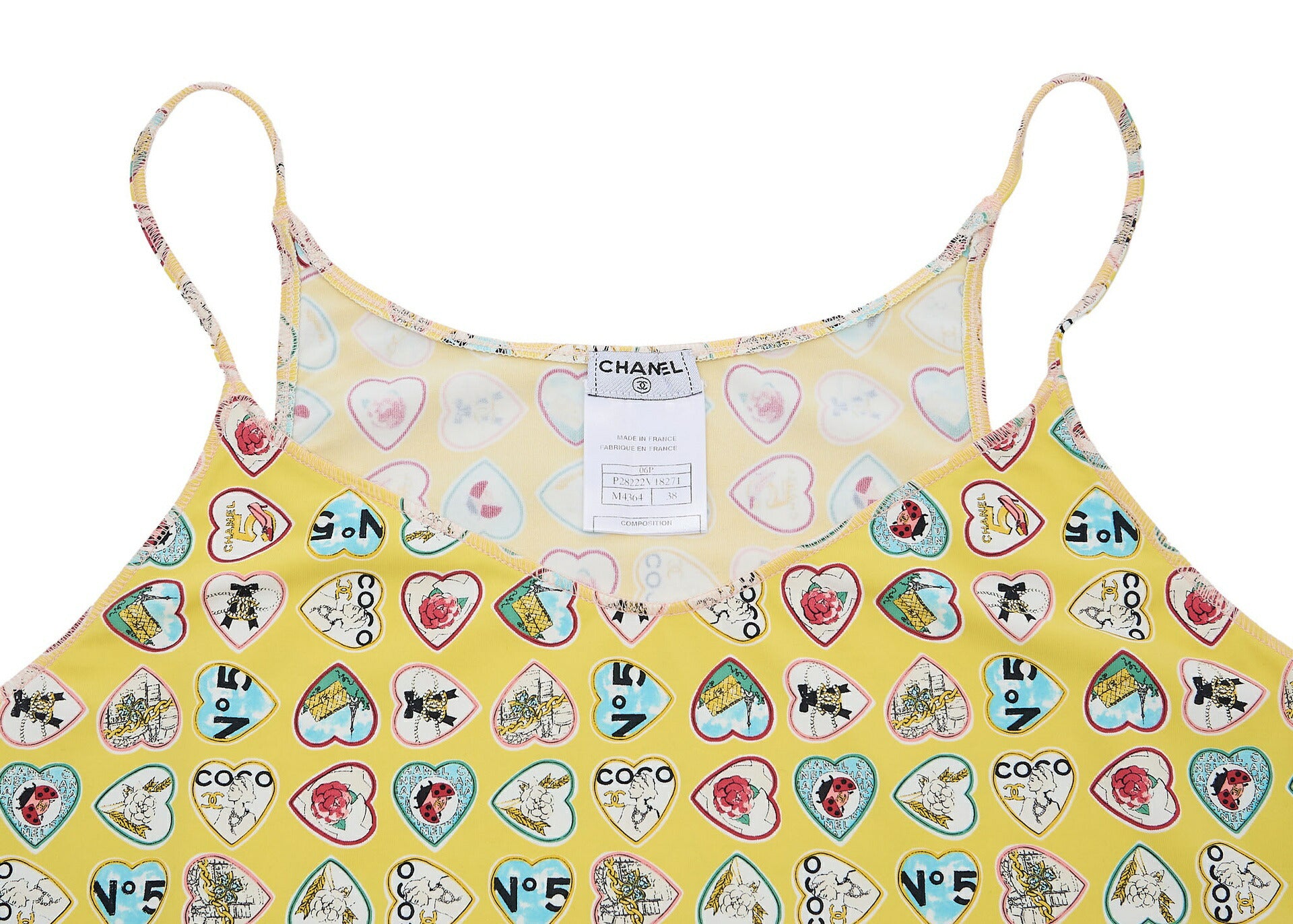 CHANEL Camisole Top, Sleeveless, Nylon Spandex Blend, Yellow, Silver-Tone Hardware, Pre-Owned - Vintage La Charme