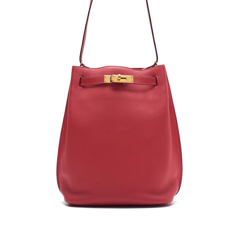 HERMES Shoulder Bag Saukery 22 Tryon Clemence Rose Jaipur Gold-Tone Hardware Pre-Owned - Vintage La Charme