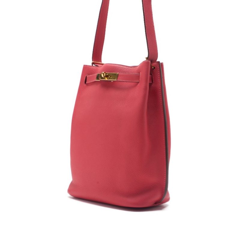 HERMES Shoulder Bag Saukery 22 Tryon Clemence Rose Jaipur Gold-Tone Hardware Pre-Owned - Vintage La Charme