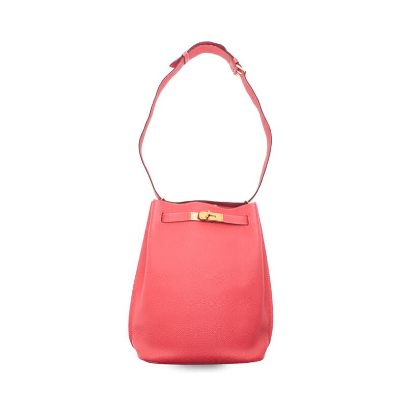 HERMES Shoulder Bag Saukery 22 Tryon Clemence Rose Jaipur Gold-Tone Hardware Pre-Owned - Vintage La Charme