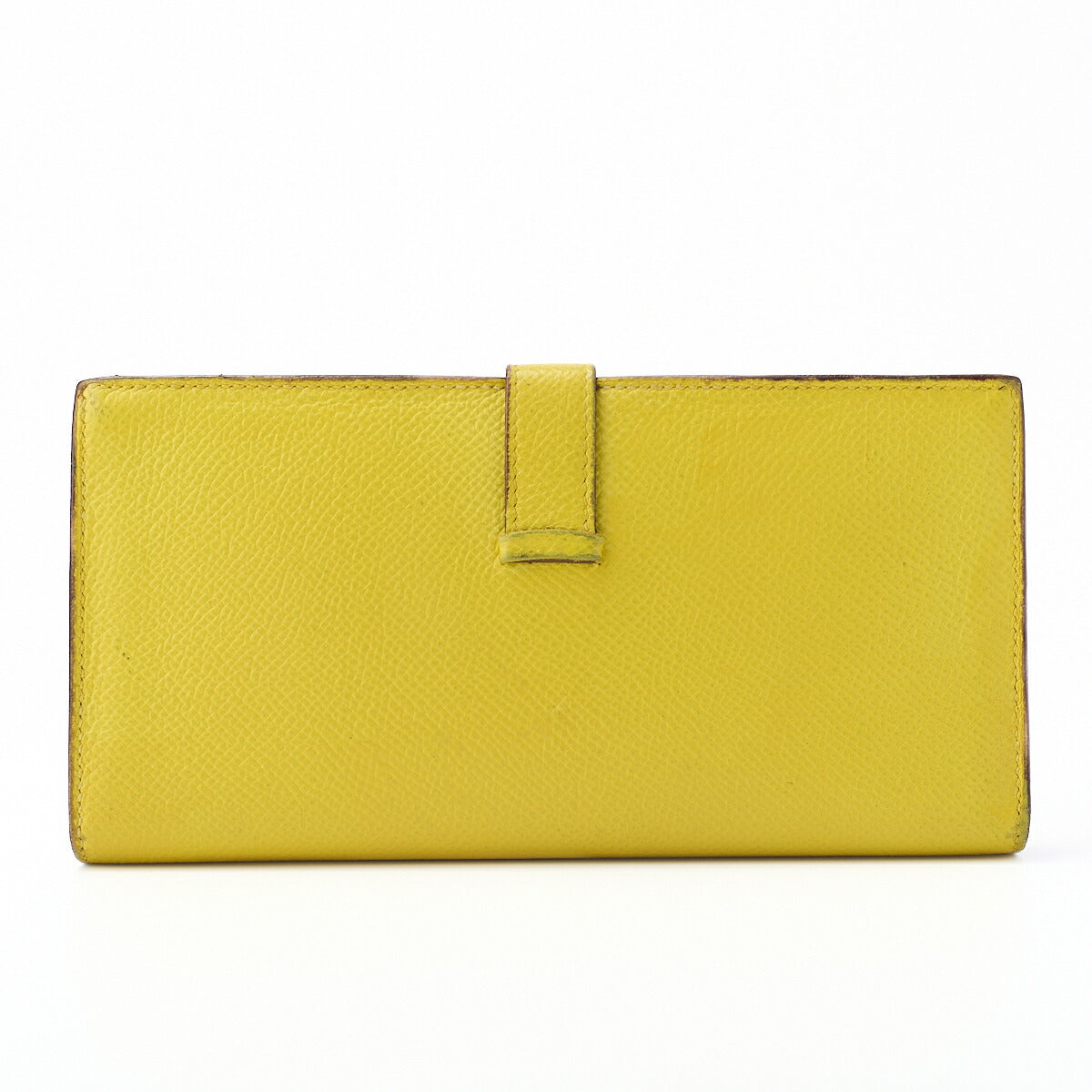 HERMES Bearn Soufflet Two-Fold Long Wallet Bicolor Vaux Epson Yellow Silver-Tone Hardware Pre-Owned - Vintage La Charme