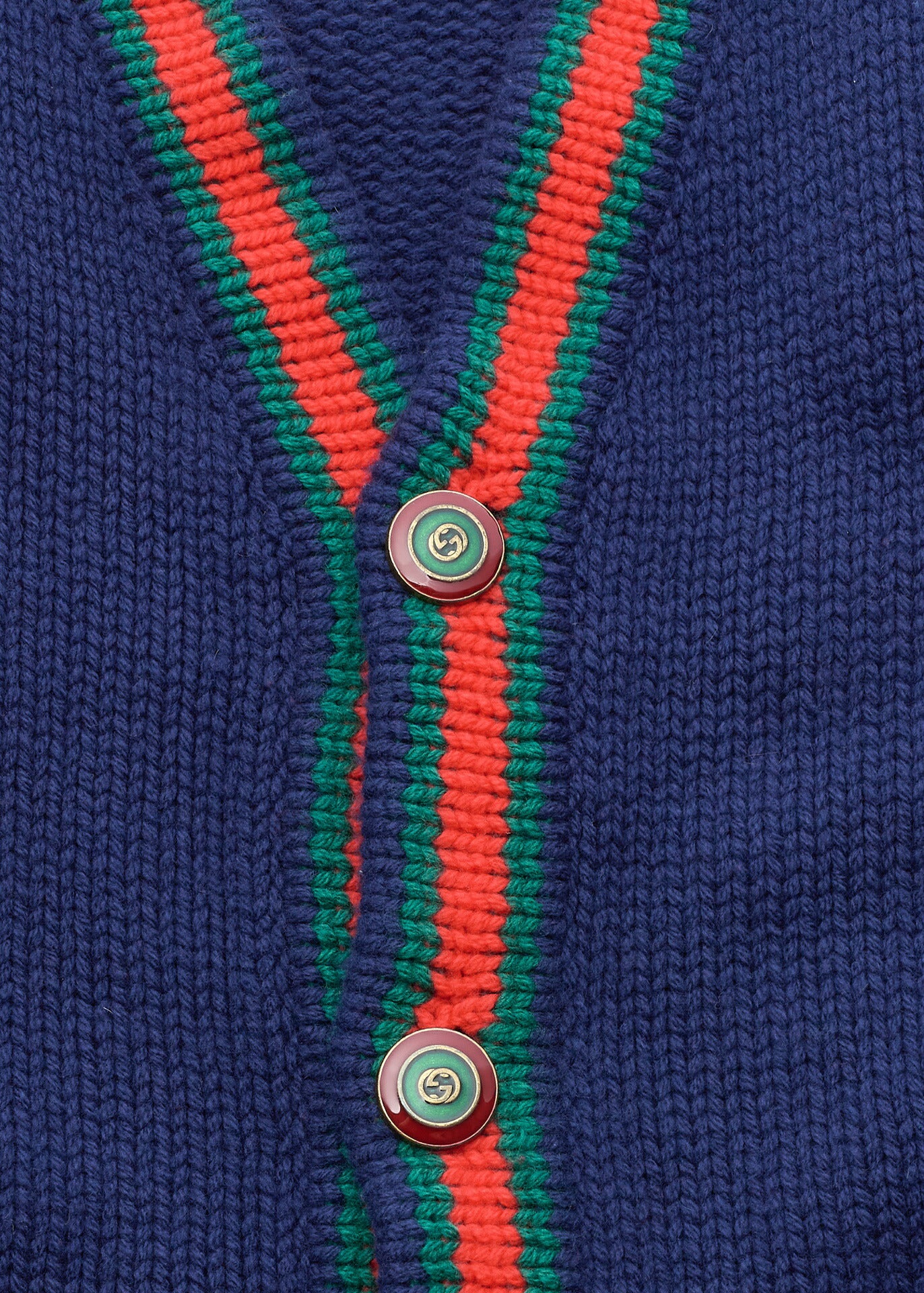 Gucci Cardigan Jacket, 100th Anniversary Sherry Line, Wool, Navy, Pre-Owned - Vintage La Charme