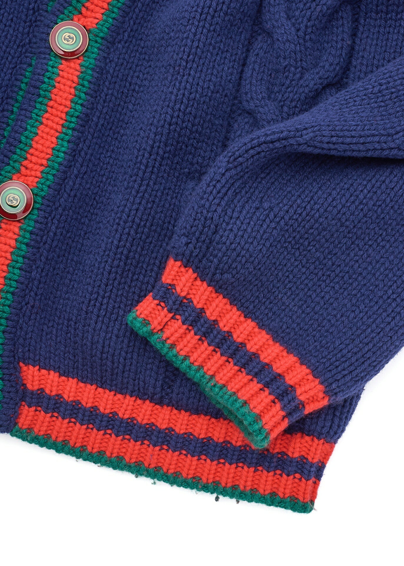 Gucci Cardigan Jacket, 100th Anniversary Sherry Line, Wool, Navy, Pre-Owned - Vintage La Charme