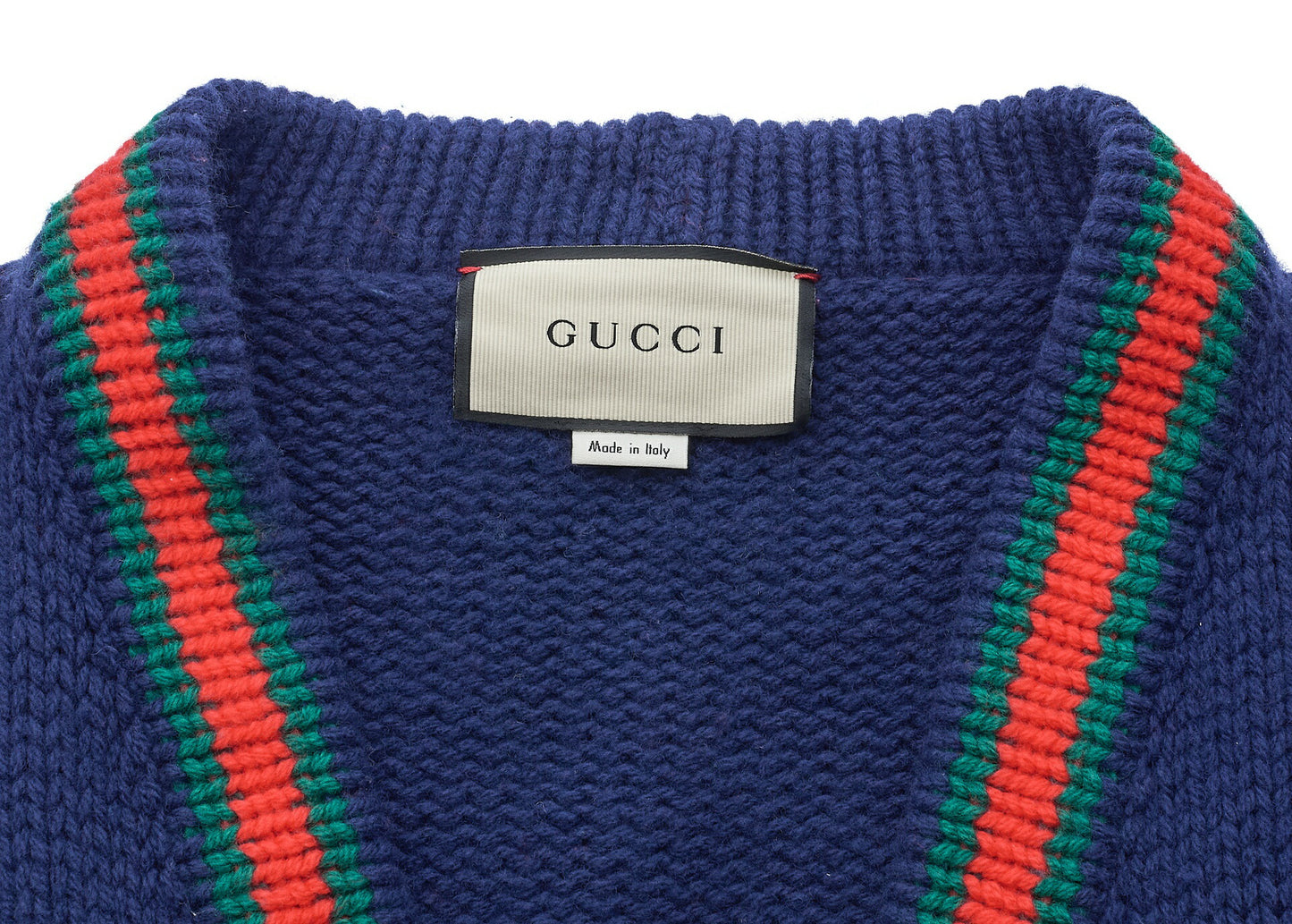 Gucci Cardigan Jacket, 100th Anniversary Sherry Line, Wool, Navy, Pre-Owned - Vintage La Charme
