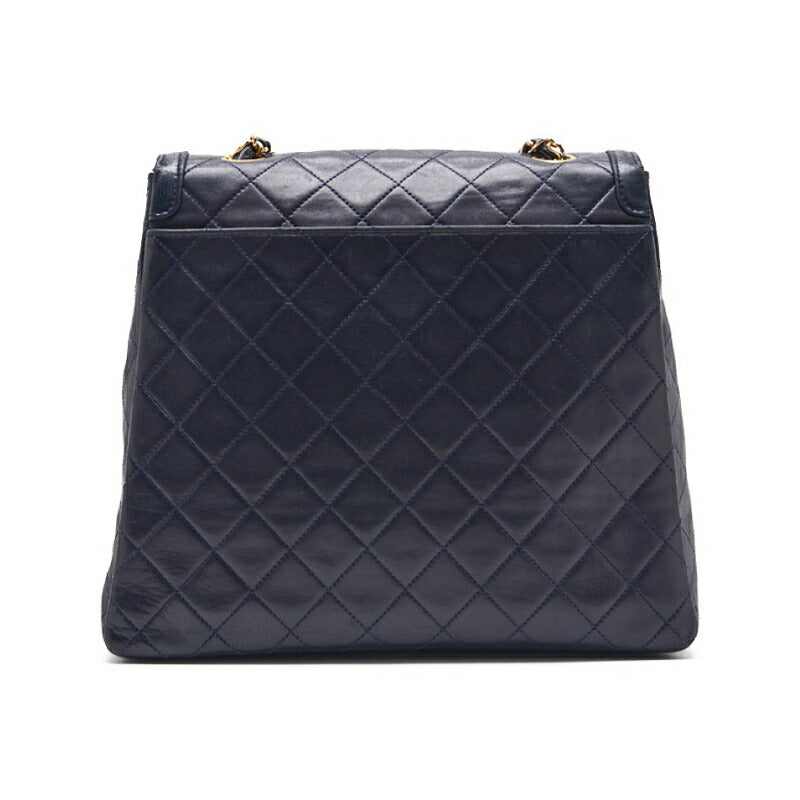CHANEL Shoulder Bag, Matelasse Turn Lock, Lambskin, Navy, Gold-Tone Hardware, Pre-Owned - Vintage La Charme