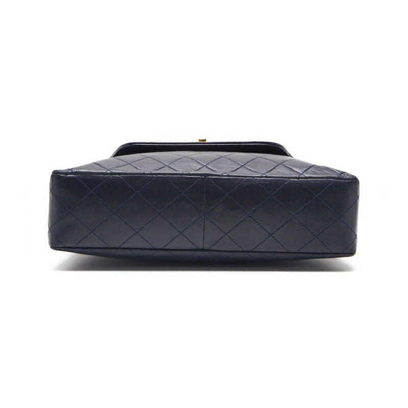CHANEL Shoulder Bag, Matelasse Turn Lock, Lambskin, Navy, Gold-Tone Hardware, Pre-Owned - Vintage La Charme