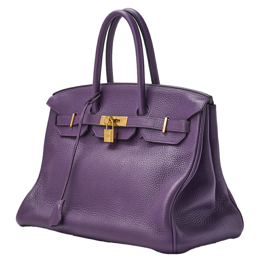 HERMES Birkin 35 Handbag, Tryon Clemence, Anemone, Gold-Tone Hardware, Pre-Owned - Vintage La Charme
