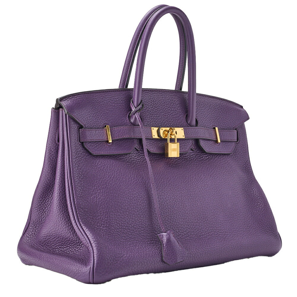 HERMES Birkin 35 Handbag, Tryon Clemence, Anemone, Gold-Tone Hardware, Pre-Owned - Vintage La Charme