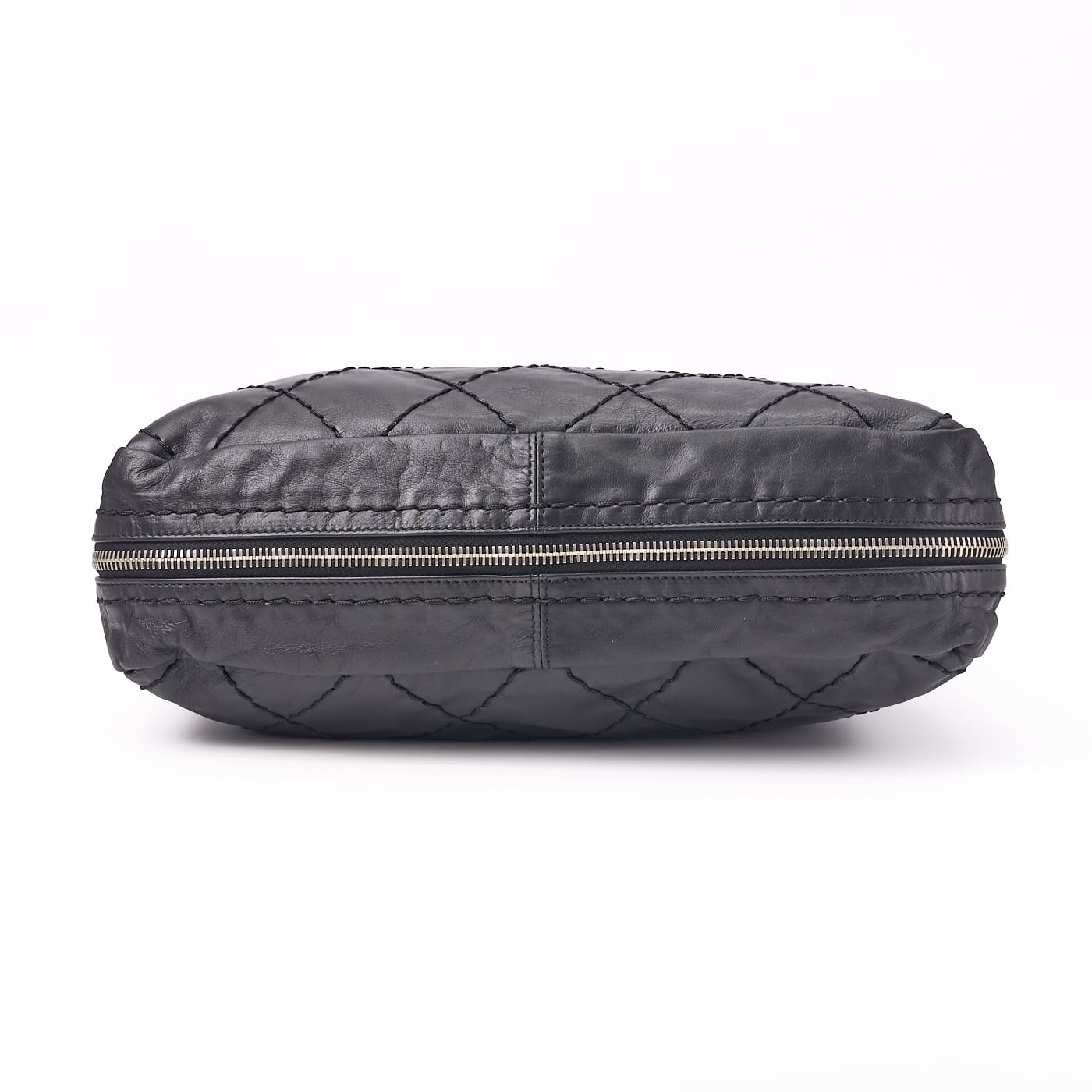 CHANEL Tote Bag Gamaguchi Wild Stitch Calf Leather Black Silver-Tone Hardware Pre-Owned - Vintage La Charme