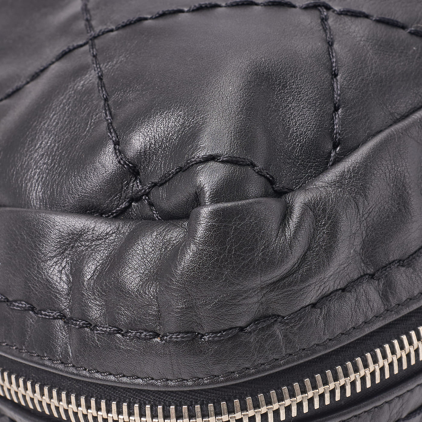 CHANEL Tote Bag Gamaguchi Wild Stitch Calf Leather Black Silver-Tone Hardware Pre-Owned - Vintage La Charme