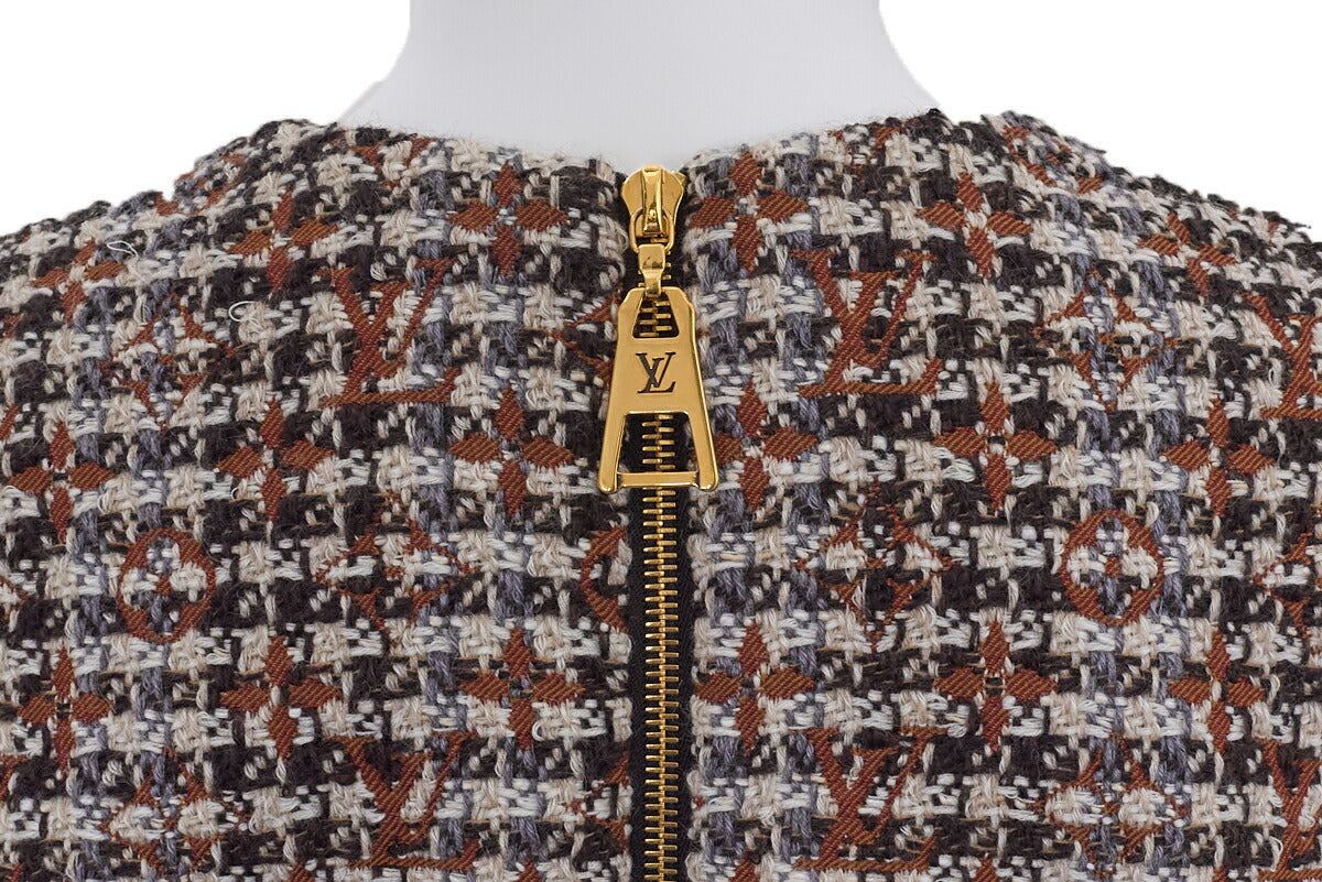 Louis Vuitton Skater Dress, Monogram Tweed, Wool Blend, Brown, Gold-Tone Hardware, Pre-Owned - Vintage La Charme