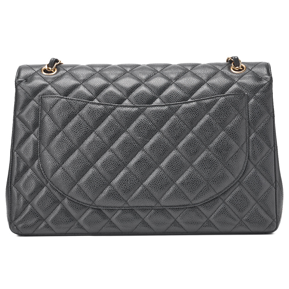 CHANEL Shoulder Bag, Deca Matelasse, Double Flap, Caviar Skin, Black, Gold-Tone Hardware, Pre-Owned - Vintage La Charme
