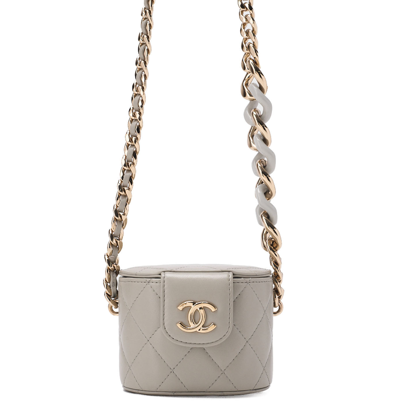 CHANEL Chain Shoulder Bag Matelassé Vanity Lambskin Mini Size Gold-Tone Hardware, Pre-Owned