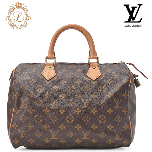 LOUIS VUITTON Louis Vuitton Monogram Speedy 30 Handbag M41526 Brown Gold-Tone Hardware, Pre-Owned
