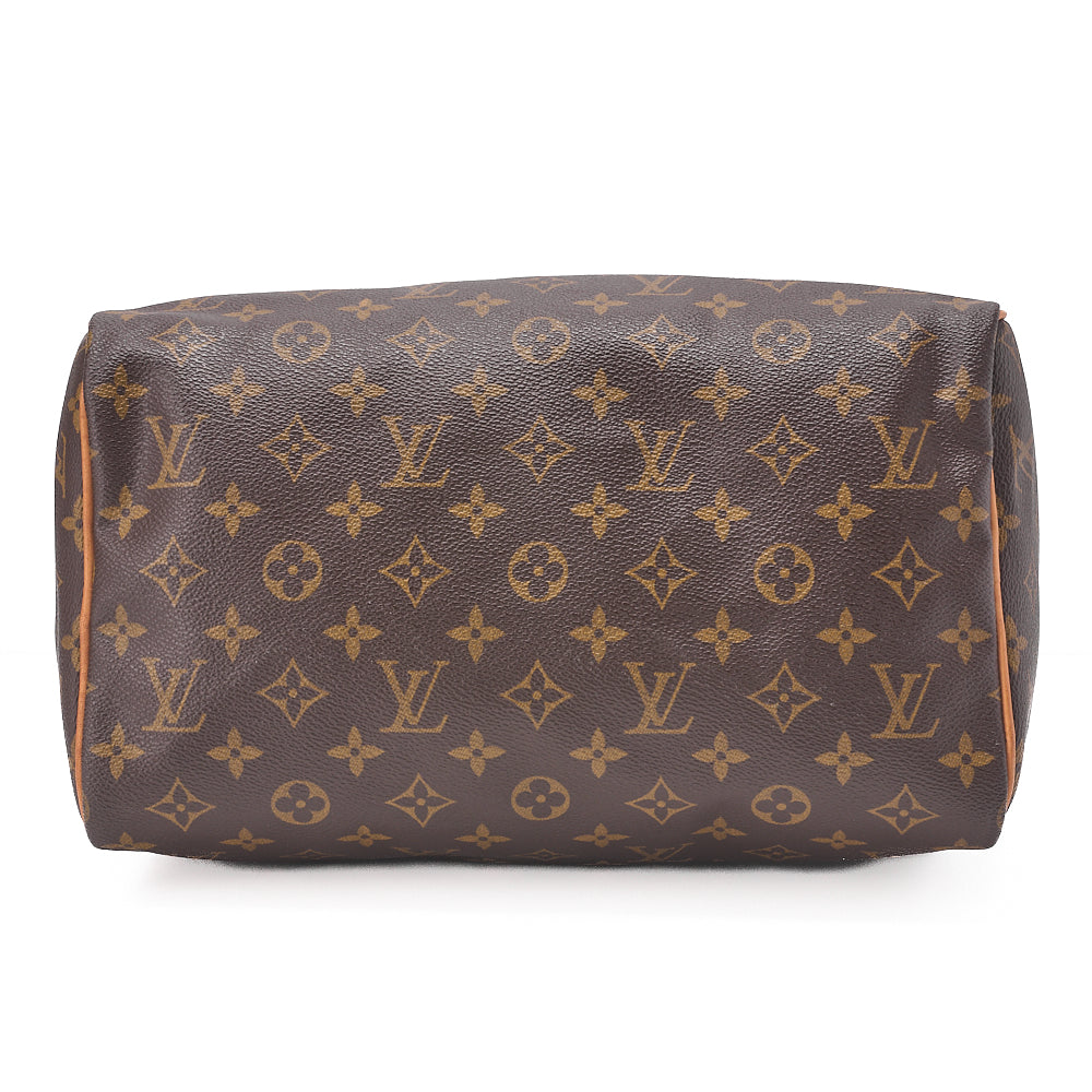 LOUIS VUITTON Louis Vuitton Monogram Speedy 30 Handbag M41526 Brown Gold-Tone Hardware, Pre-Owned