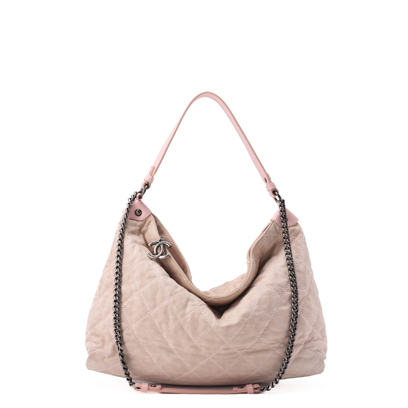 CHANEL Chain Shoulder Bag Matelassé 2way Sparkle Leather Pink Silver-Tone Hardware, Pre-Owned