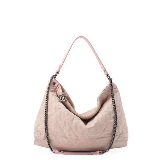 CHANEL Chain Shoulder Bag Matelassé 2way Sparkle Leather Pink Silver-Tone Hardware, Pre-Owned