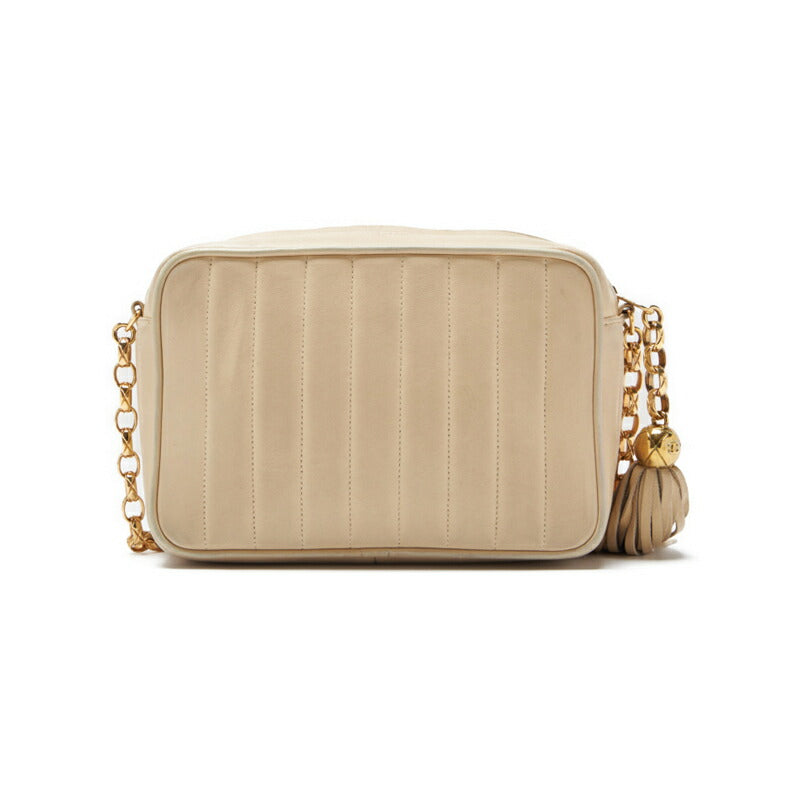 CHANEL Mademoiselle Fringe Bijou Chain Shoulder Bag Lambskin Ivory Gold-Tone Hardware Pre-Owned - Vintage La Charme
