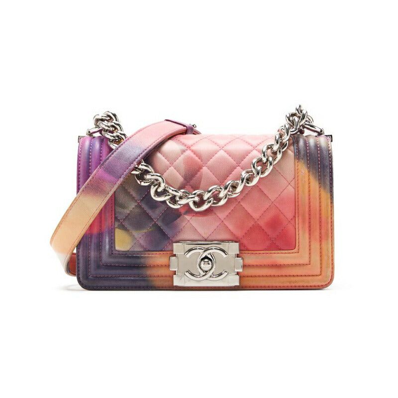 CHANEL Boy Chanel Matelasse Chain Shoulder Bag Lambskin Multicolor Silver-Tone Hardware Pre-Owned - Vintage La Charme