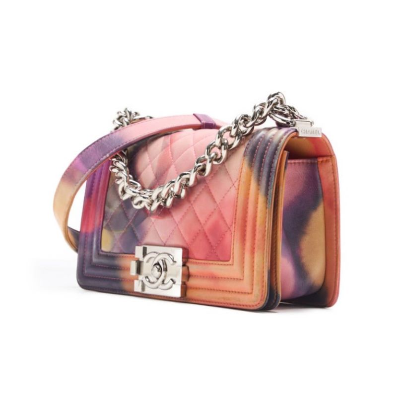 CHANEL Boy Chanel Matelasse Chain Shoulder Bag Lambskin Multicolor Silver-Tone Hardware Pre-Owned - Vintage La Charme