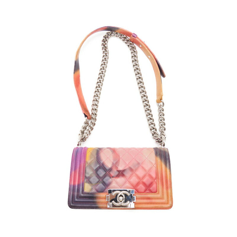 CHANEL Boy Chanel Matelasse Chain Shoulder Bag Lambskin Multicolor Silver-Tone Hardware Pre-Owned - Vintage La Charme