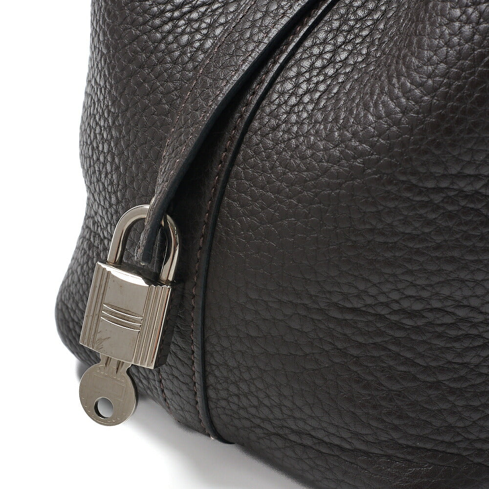 HERMES Picotin Lock PM Handbag Tryon Clemence Chocolat Silver-Tone Hardware Pre-Owned - Vintage La Charme