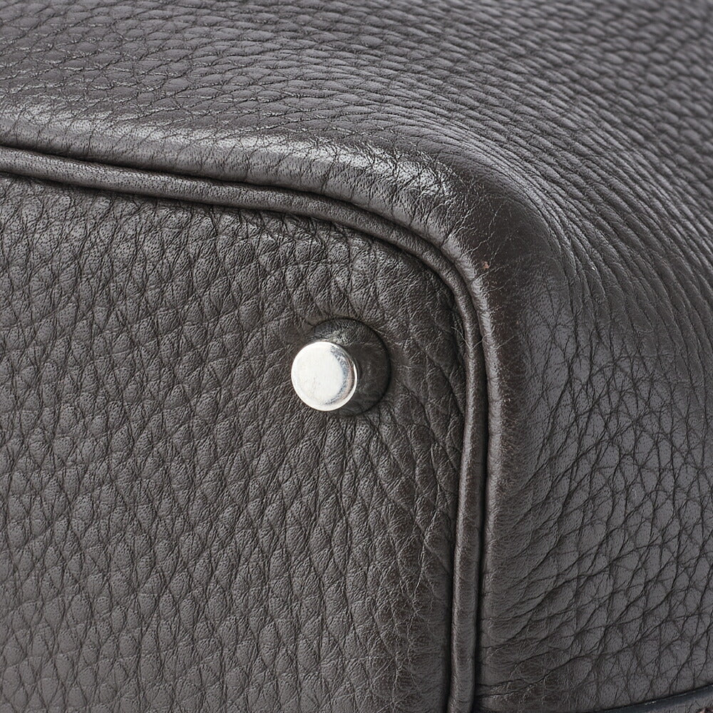 HERMES Picotin Lock PM Handbag Tryon Clemence Chocolat Silver-Tone Hardware Pre-Owned - Vintage La Charme