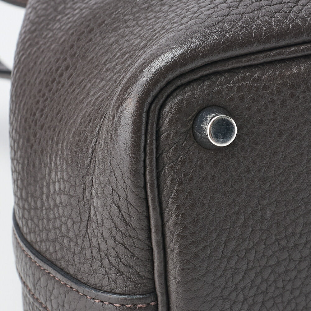 HERMES Picotin Lock PM Handbag Tryon Clemence Chocolat Silver-Tone Hardware Pre-Owned - Vintage La Charme