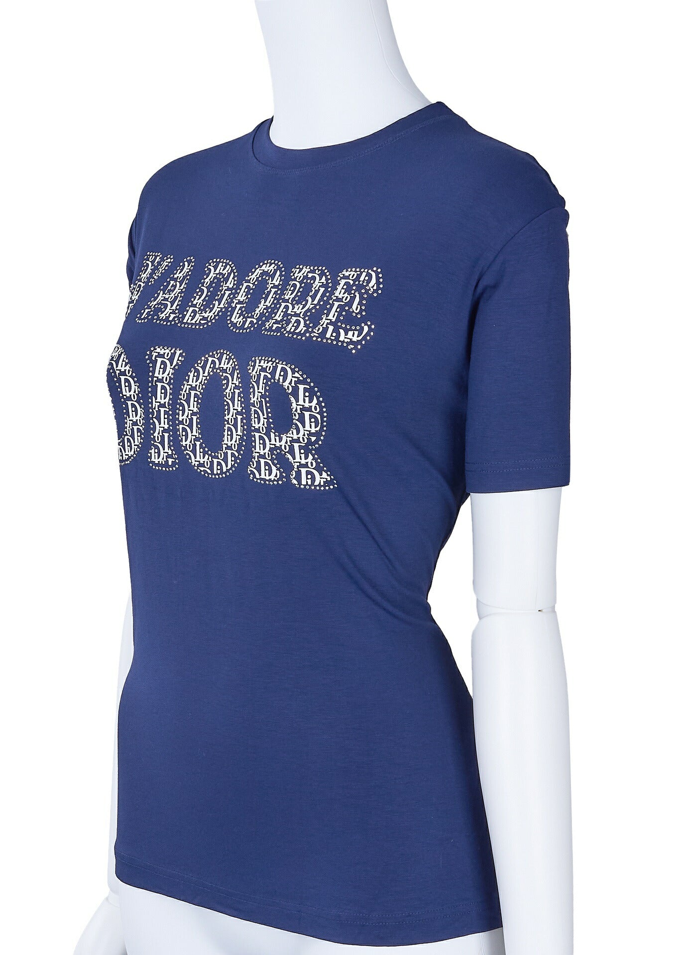 Dior T-Shirt Short Sleeve Cut-and-Sew Polyester Navy Blue Gold-Tone Hardware Pre-Owned - Vintage La Charme