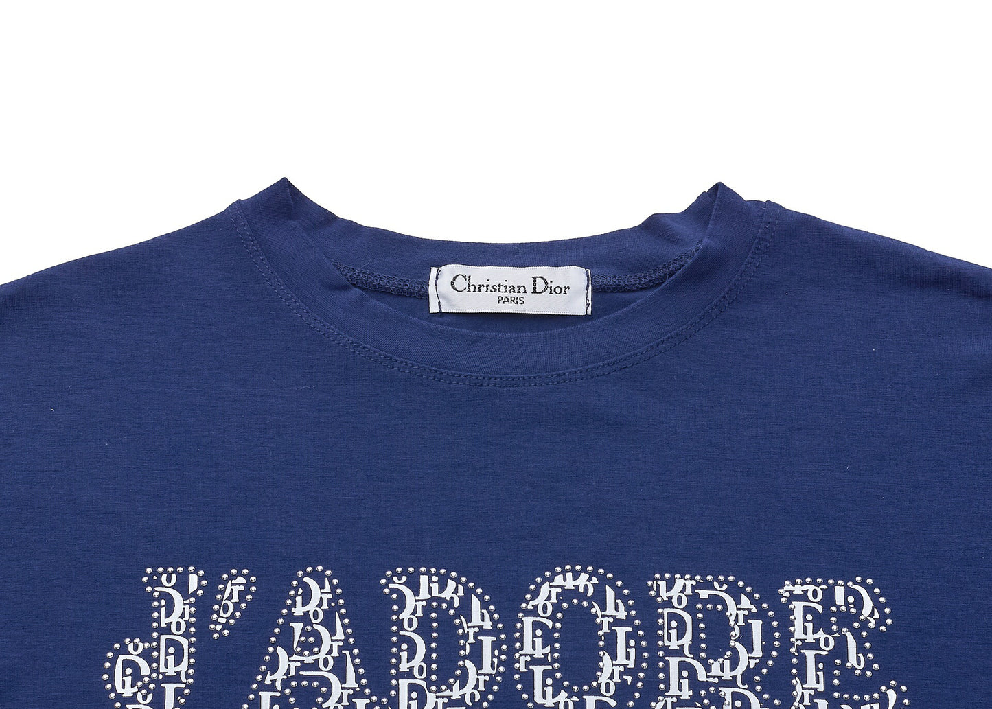 Dior T-Shirt Short Sleeve Cut-and-Sew Polyester Navy Blue Gold-Tone Hardware Pre-Owned - Vintage La Charme