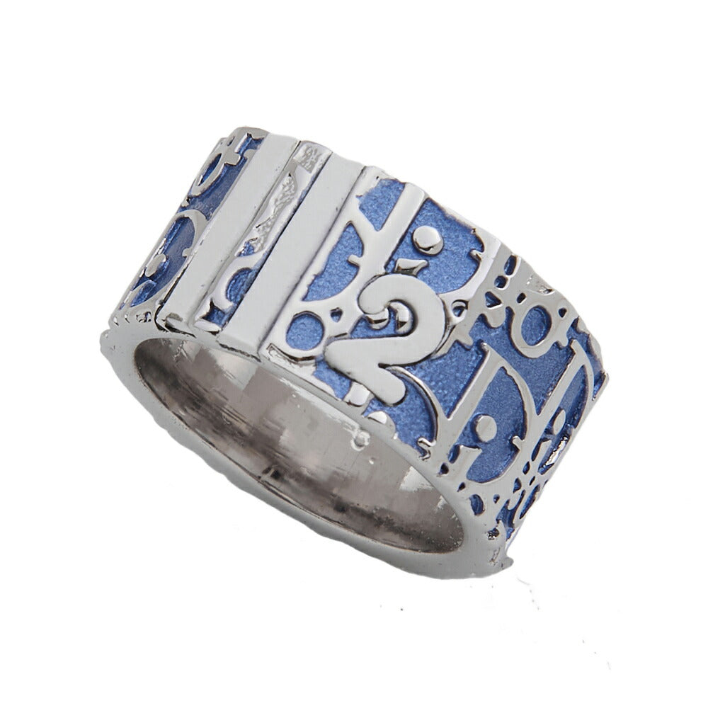 Dior Ring Trotter Oblique, Canvas, Blue, Silver-Tone Hardware, Pre-Owned - Vintage La Charme