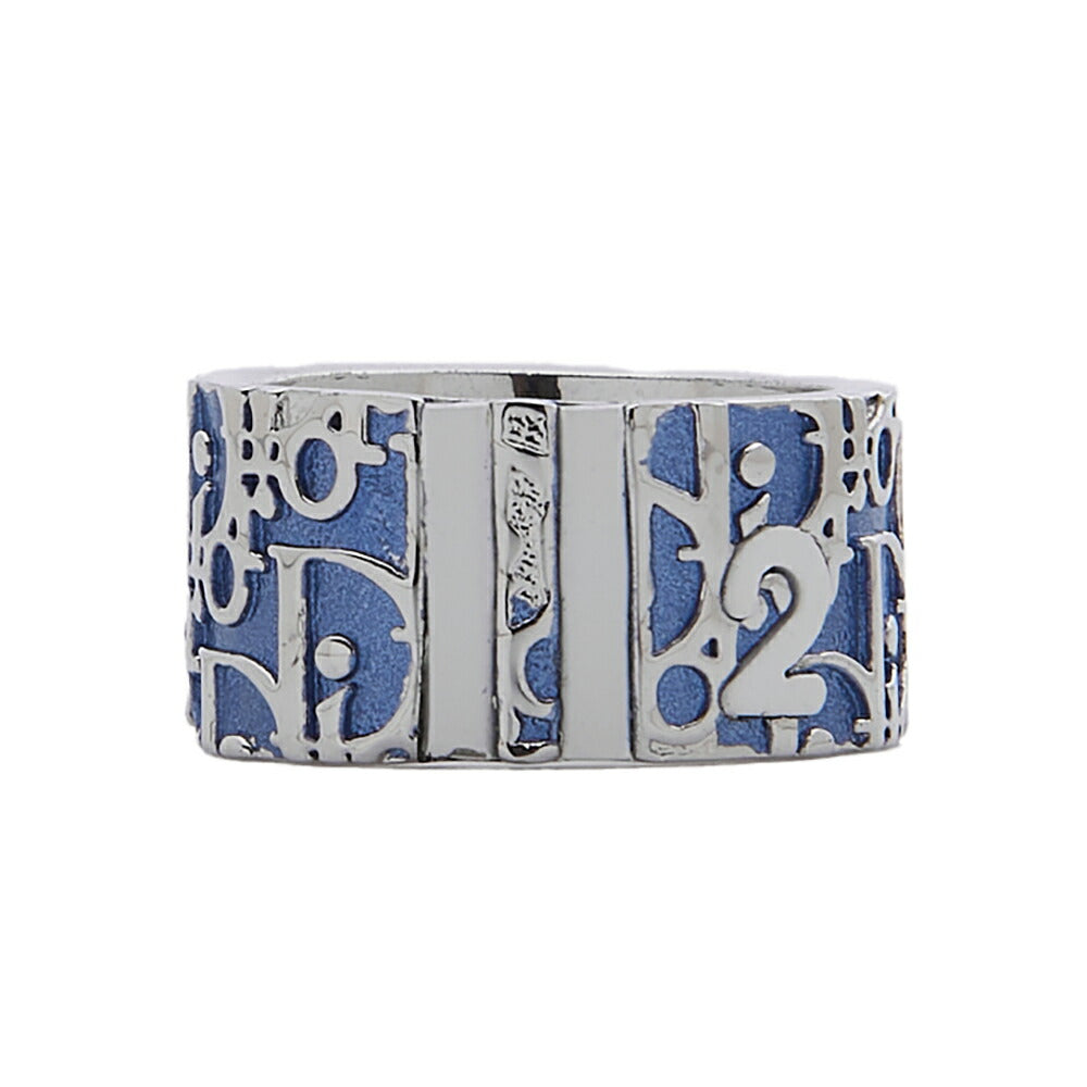Dior Ring Trotter Oblique, Canvas, Blue, Silver-Tone Hardware, Pre-Owned - Vintage La Charme