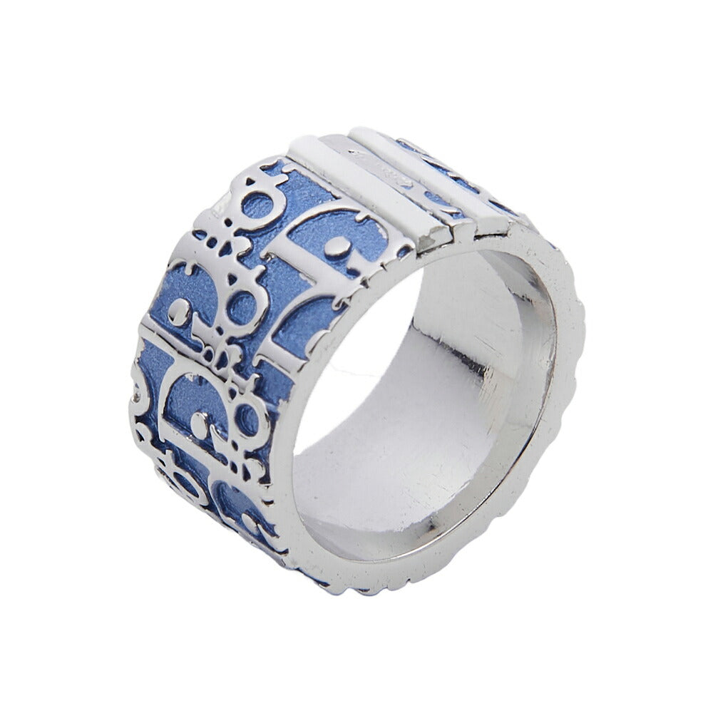 Dior Ring Trotter Oblique, Canvas, Blue, Silver-Tone Hardware, Pre-Owned - Vintage La Charme