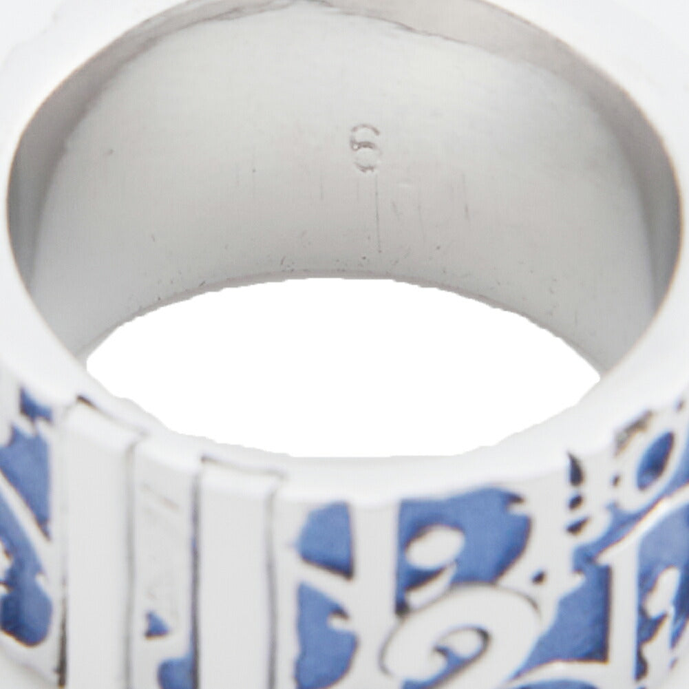 Dior Ring Trotter Oblique, Canvas, Blue, Silver-Tone Hardware, Pre-Owned - Vintage La Charme