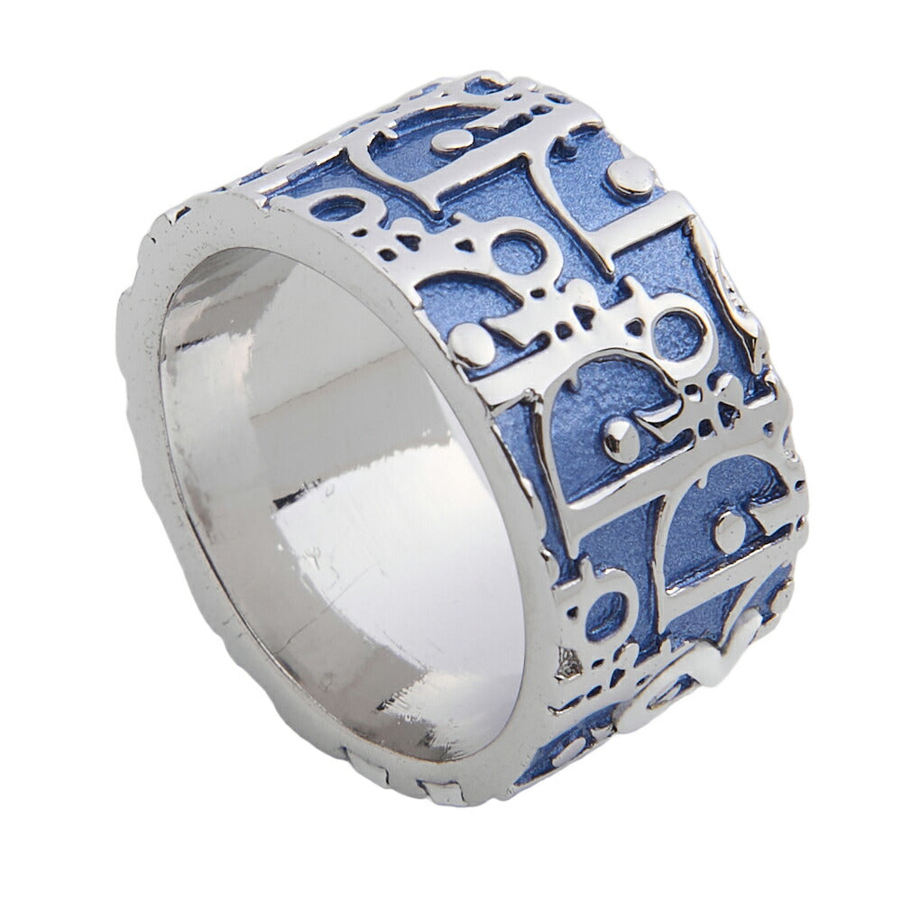 Dior Ring Trotter Oblique, Canvas, Blue, Silver-Tone Hardware, Pre-Owned - Vintage La Charme