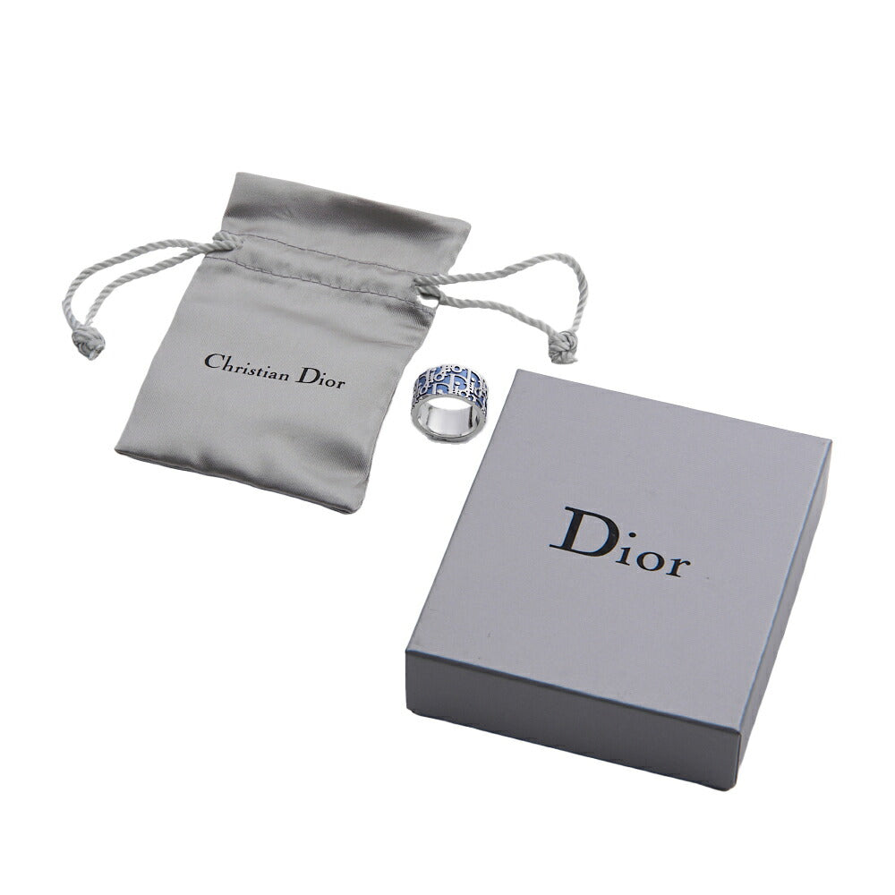 Dior Ring Trotter Oblique, Canvas, Blue, Silver-Tone Hardware, Pre-Owned - Vintage La Charme