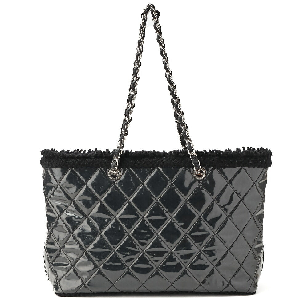 CHANEL Shoulder Bag, Matelasse, Double Chain, Cotton Vinyl, Black, Silver-Tone Hardware, Pre-Owned - Vintage La Charme