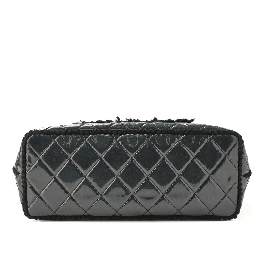CHANEL Shoulder Bag, Matelasse, Double Chain, Cotton Vinyl, Black, Silver-Tone Hardware, Pre-Owned - Vintage La Charme