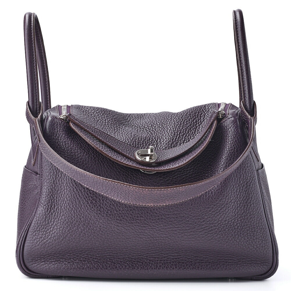 HERMES Lindy 30 2WAY Shoulder Bag Tryon Clemence Raisin Gold-Tone Hardware Pre-Owned - Vintage La Charme