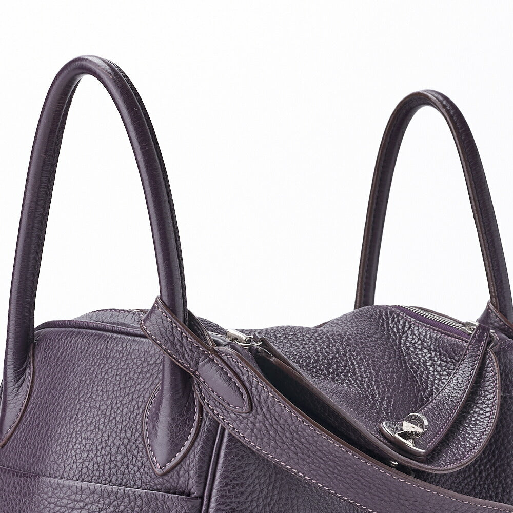 HERMES Lindy 30 2WAY Shoulder Bag Tryon Clemence Raisin Gold-Tone Hardware Pre-Owned - Vintage La Charme