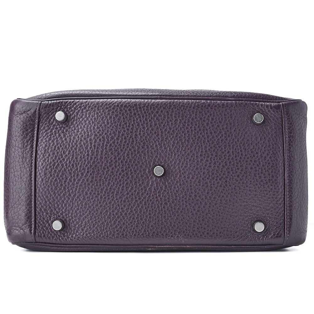 HERMES Lindy 30 2WAY Shoulder Bag Tryon Clemence Raisin Gold-Tone Hardware Pre-Owned - Vintage La Charme